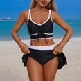 thumbnail image 2 of GEWSEY High Waisted Sporty Bikini Sets for Women Ruched Lace Up Bikini Tops & Swim Skirts 2 Piece Bathing Suits Swimsuit (Black, XXL), 2 of 9