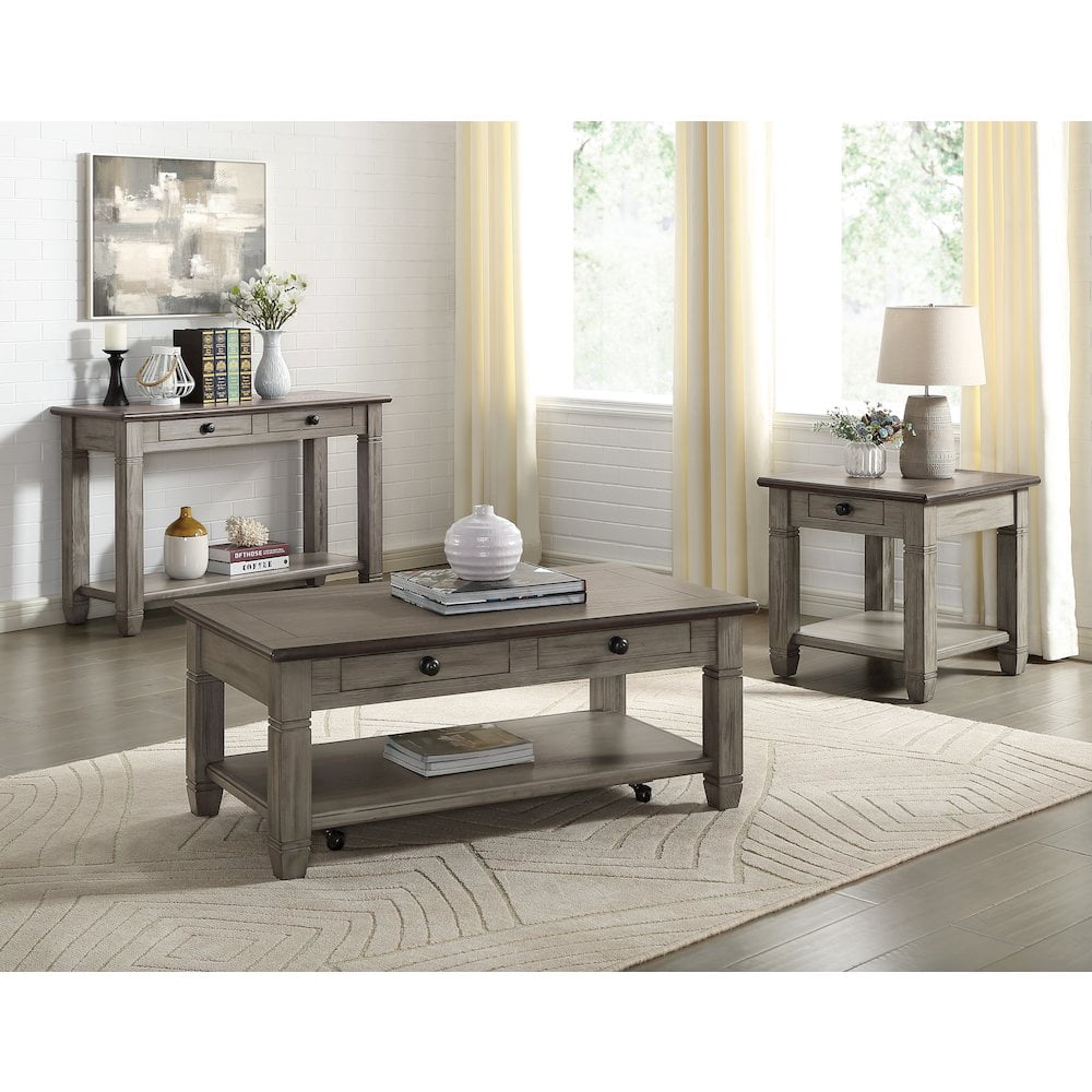 Lexicon Granby Wood 1 Drawer End Table in Antique Gray