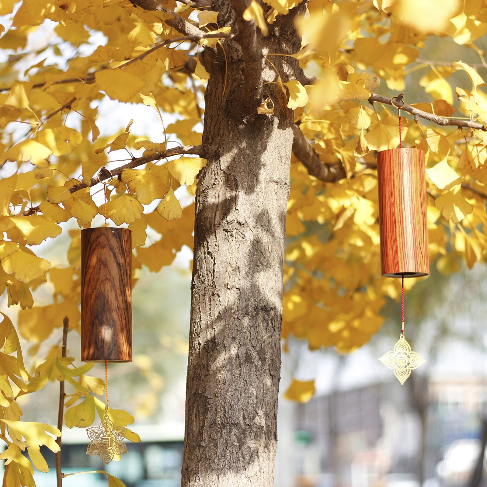 Chakra Chimes Natural Bamboo Wind Chimes Meditation Chord Windchime Windbell for Outdoor Garden Patio Home Decoration Zen Meditation Relaxation