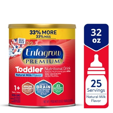 Enfagrow NeuroPro Omega 3 DHA Prebiotics Non-GMO Toddler Nutritional Milk Drink, Natural Milk Flavor Powder, 32 Oz, Can (Pack of 6)