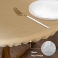 thumbnail image 5 of Round Table Cover 45-54 Inch Ombre Khaki Brown Waterproof Reusable Table Cloth Round Fitted Vinyl Tablecloth with Elastic Edged for Parties Outdoors, Solid Color Gradient Minimalist Modern, 5 of 6