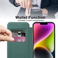 thumbnail image 2 of Allytech Wallet Case for iPhone 14 with Card Slots & Lens Protector, Compatible with MagSafe, Slim Shockproof Anti-Scratch Clear Back Panel [RFID Blocking] Case - Darkgreen, 2 of 7