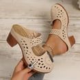 thumbnail image 2 of Wedges Shoes for Women Peep Toe Pumps Shoes Outdoor Shoes Leisure Casual Slip On Fashion Breathable Casual Shoes Beige 7, 2 of 7