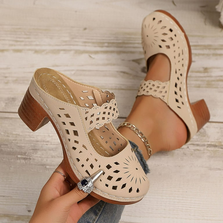 beige dress sandals women's Cushionaire Women's Nobu Block Heel Dress Sandal Beige / Wide / 9.5