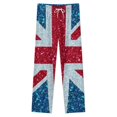 thumbnail image 4 of Glittery Union Jack Flag Winter Female Pants Flannel High Waist Women Pants Lady Warm Straight Leg Plush Trousers, 4 of 7