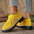 thumbnail image 3 of Knit Oxford Shoes for Women Lace up Breathable Mesh Solid Color Classic Lug Sole Low Heel Elastic Slip on Dress Shoes Yellow Size 7.5, 3 of 8