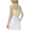 thumbnail image 3 of INSPIRE CHIC Women's Satin Shrugs for Evening Dress Open Front Mesh Cardigan Elegant Wedding Bolero XL Champagne, 3 of 6