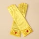 thumbnail image 1 of Zhuge Guantes de princesa, guantes largos de satén blanco para niña, guantes de princesa con lazos de diamantes para cumpleaños, bodas, fiestas de disfraces, amarillo, 1 of 3