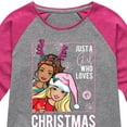 thumbnail image 3 of Barbie - Holidays & Christmas - Just A Girl Who Loves Christmas - Toddler & Youth Girls Raglan Graphic T-Shirt, 3 of 5