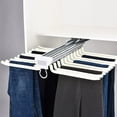 thumbnail image 5 of 22 Arms Steel Pull Out Pants Rack Closet Pants Hanger Clothes Organizers Beige, 5 of 7