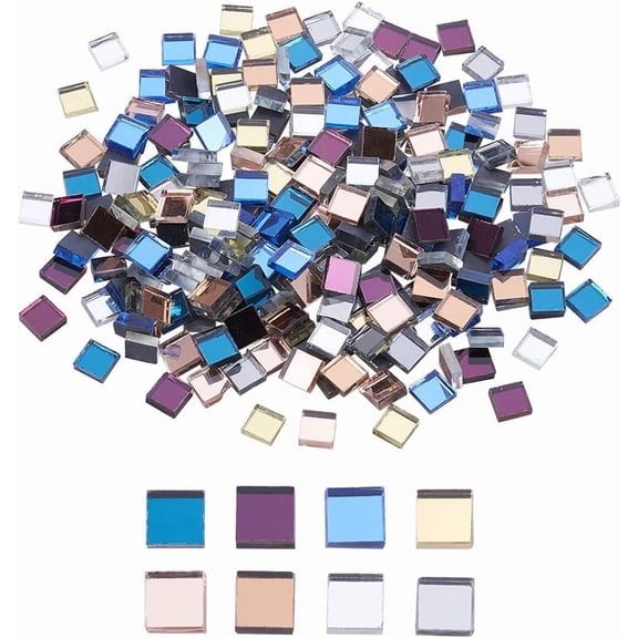 8 Color Square Mirror Mosaic Tiles 240pcs Mini Glass Craft Decorative Mosaic Tiles