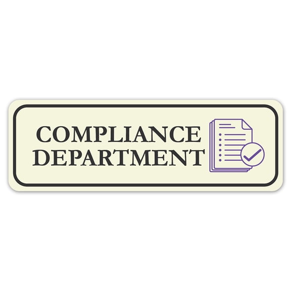 Standard Plus Compliance Department Wall or Door Sign | Office Room Directions - Small