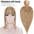 thumbnail image 4 of Benehair Clip In Remy Human Hair Extensions Silk Base Topper Hairpiece With Bangs Toupee Wig for Women Hair Loss 4 clips Blonde, 4 of 11