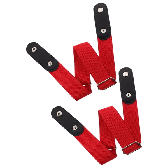LOLIPPYY 2Pcs Invisible Elastic Belt Red No Buckle Waist Belt Comfortable for Jeans