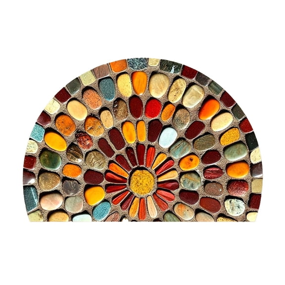Orangide Semicircle 3D Illusion Doormat Non-Slip Entryway Rug Sunflower Print Floor Mat for Indoor Outdoor Use Front Door Welcome Mat