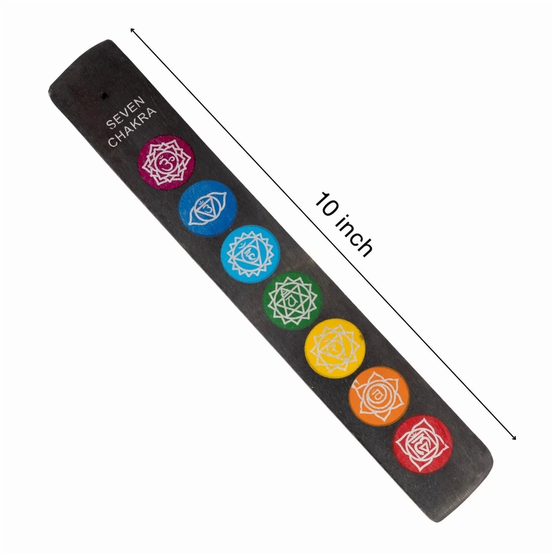 FLINT- 7 Chakra Wood Ash Catcher, Incense Holder Burner For Cleansing & Meditation, 10"