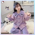 thumbnail image 1 of Pijamas de peluche para niños de Sanrioed, de Kuromi Pochacco, de estilo coreano, para otoño e invierno, de franela Kawaii, para el hogar, 1 of 4