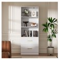 thumbnail image 4 of White Bookshelf with Drawers, 63" Tall Bookshelf with Storage, 3 Shelf Modern Bookcase with Adjustable Shelf, Open Shelves Bookcase, Book Shelf for Home Office, White, 4 of 4