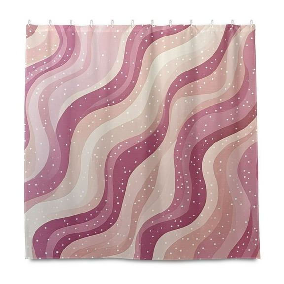 Yayeee Shower Curtain with Hooks 72"x72" Waterproof Fabric Bathroom Hanging Decor, Pink Brown Pattern