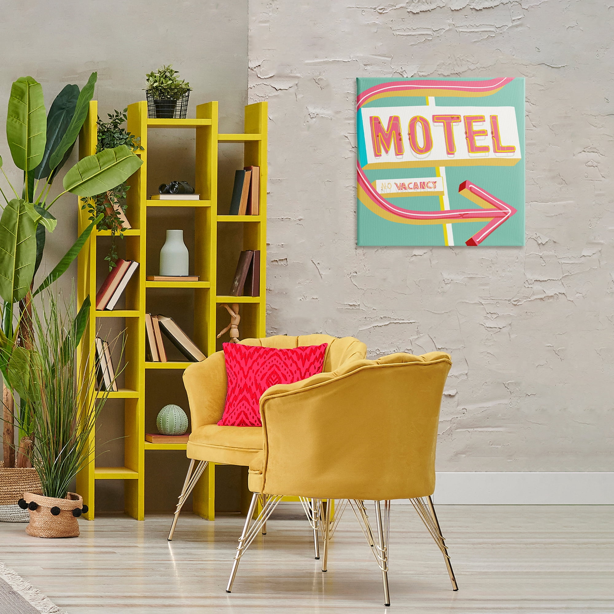 Stupell Industries Retro Motel Vacancy Text & Numbers Painting Wrapped Canvas Art Print Wall Art, 24 x 24