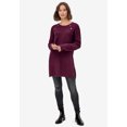 thumbnail image 3 of ellos Women's Plus Size Button-Trim Sweater Tunic - 34/36, Rich Pine, 3 of 4