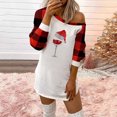 thumbnail image 1 of FcBaudy Longues Robe à Manches Col Rond Femme Épaules Dénudées Imprimé de Noël Tournesol Automne Décontractée Robe Femme, 1 of 4