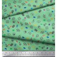 thumbnail image 2 of Soimoi Green polyester Crepe Fabric Coke,Film Reel & Mask Modern Style Decor Fabric Printed Yard 42 Inch Wide, 2 of 3