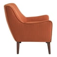 thumbnail image 3 of Mid-Century Accent Chair - Burnt Orange Fabric, Solid Wood Legs, 30" Wide Living Room Chair. Comfortable Polyester Upholstery, Espresso Finish, Removable Cushion., 3 of 7