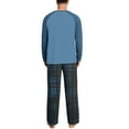 thumbnail image 7 of Mens 2 Piece Pajama Set Long Sleeve Raglan Shirt and Elastic Waist Pjs Plaid Pants Comfy Loose Homewear (L, Light Blue), 7 of 7