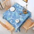 thumbnail image 2 of Blue White Tie Dye Swirl Pattern Square Tablecloth,Waterproof Square Table Cover,Wipeable Spillproof Washable Table Cover for Home Kitchen Party Decor 60"x60"(152x152cm), 2 of 6