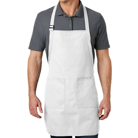 Men's Full-Length Apron with Pockets - White