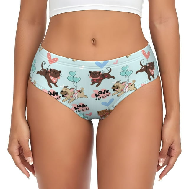 Balery Cute Pug Dogs Ropa Interior de Algodón para Mujer con Dibujo – Braguitas Cómodas y Elásticas, Estilo Clásico-4X-Large