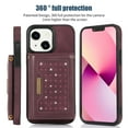 thumbnail image 2 of Nalacover Wallet Crossbody for iPhone 15 Phone Case with Lanyard Strap Credit Card Holder 6.1", PU Leather Protective Handbag Purse Kickstand Bling Diamond Cover Women Girl, Wine Red, 2 of 10