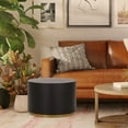 thumbnail image 2 of Kevinplus Black Coffee Table with Gold Rim Bottom End Table Round Wood Side Table for Living Room Bedroom, 2 of 7