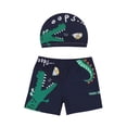 thumbnail image 3 of Baby Swimsuit Boy Kids Two Piece Swim Set Cartoon Animal Print Trunks with Cap Breathable Fit Toddler Boy Bathing Suit Black 8-9Y, 3 of 3
