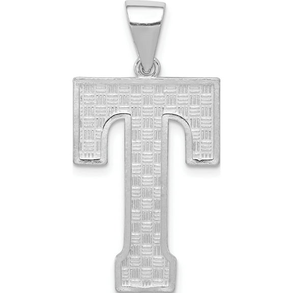 Sterling Silver Letter T Initial Pendant Made In United States qc2766t