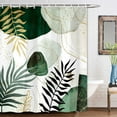 thumbnail image 5 of Boho Mid Century Shower Curtain,Abstract Minimalist Geometric Gold Green Leaves Aesthetic Modern Bathroom Curtain,Fabric Polyester Shower Curtain Decor Set with Hooks 36X72in, 5 of 6