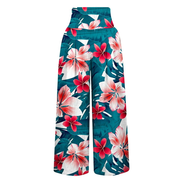 ★POLYSOOEM★ HAWAIIAN SUMMER PANTS Summer Savings Clearance! AKAFMK Women's Hawaiian Print