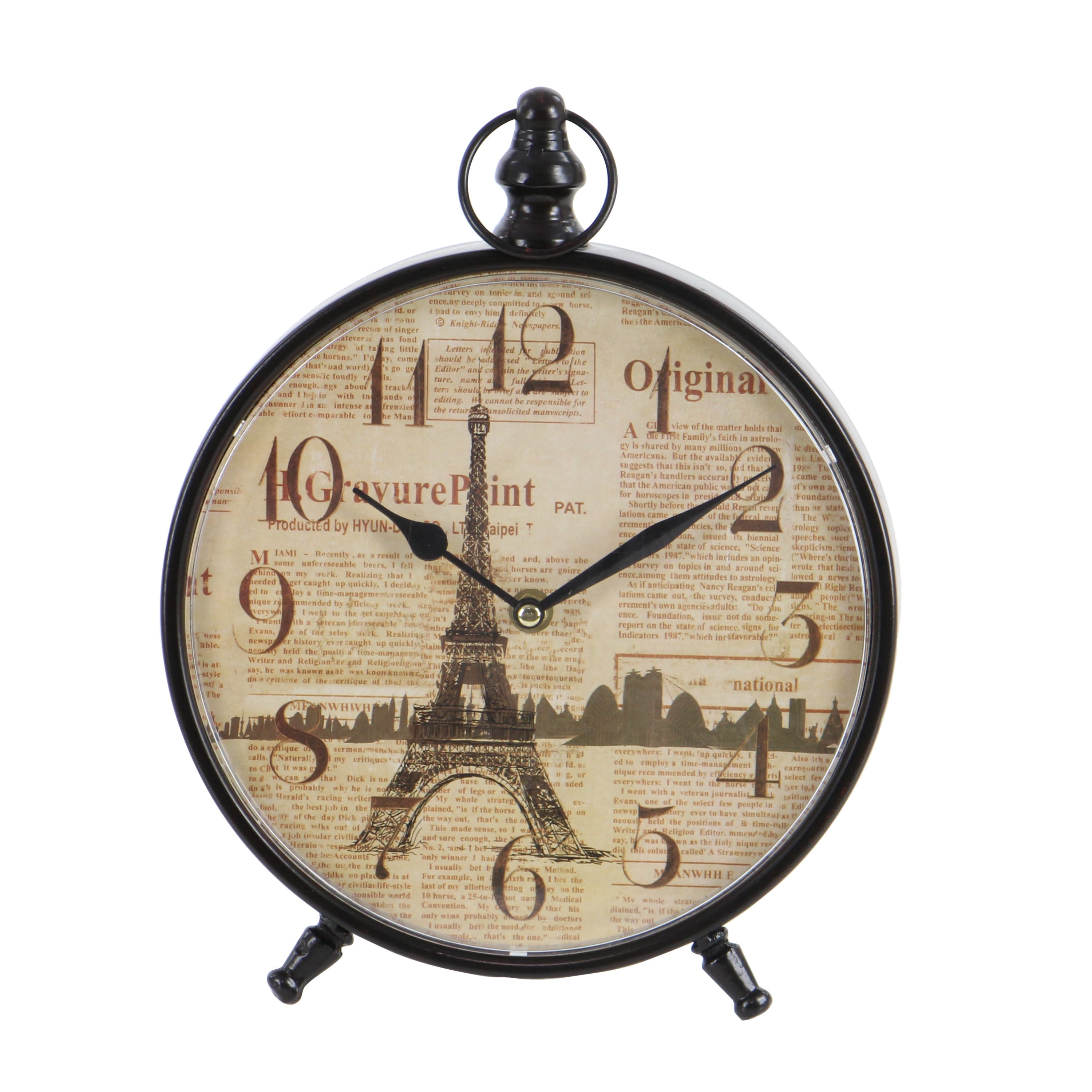 DecMode 12" Black Metal Ring Top Clock, Set of 4