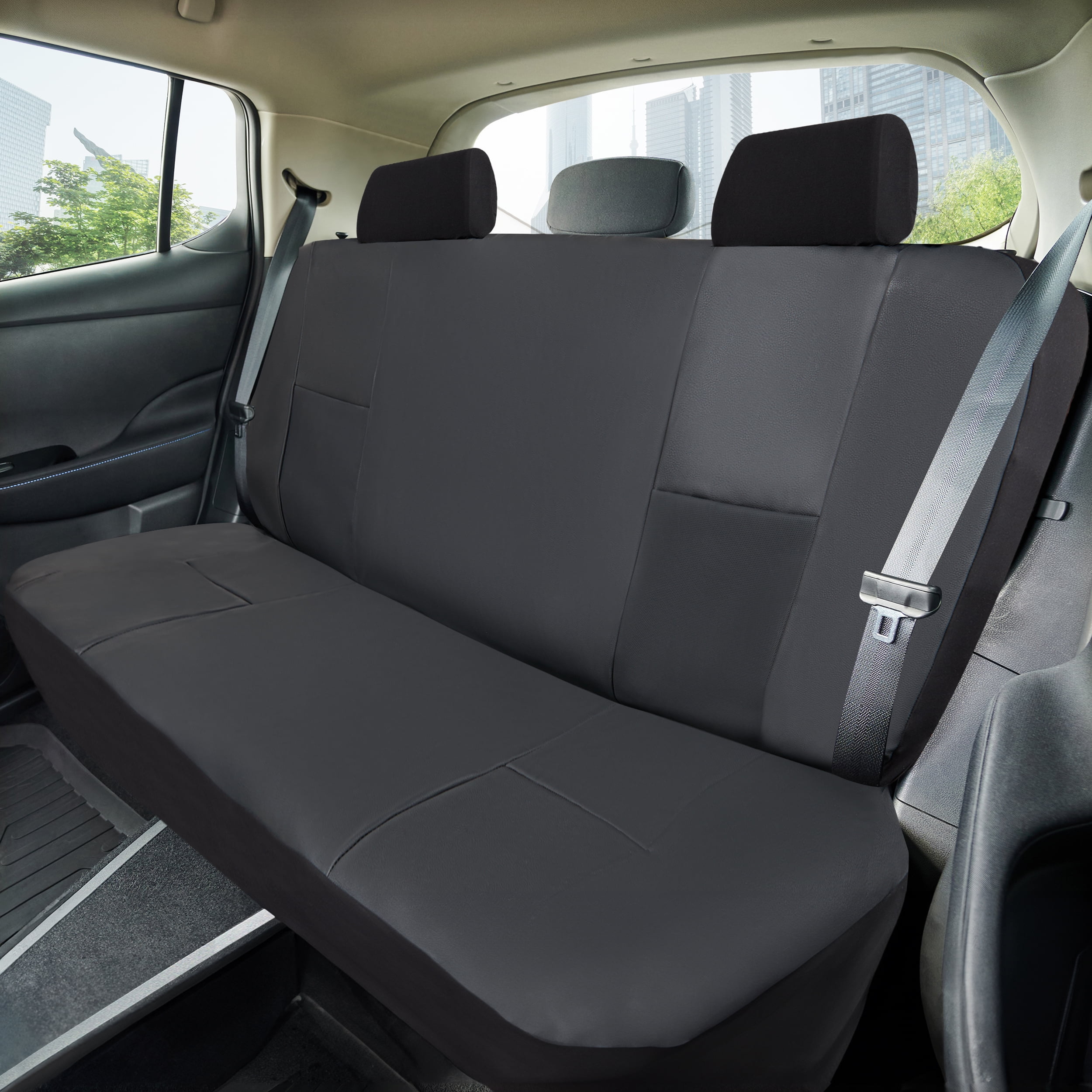Genuine Dickies Black Peterson Vegan Leather Seat Covers, 3-Piece Set