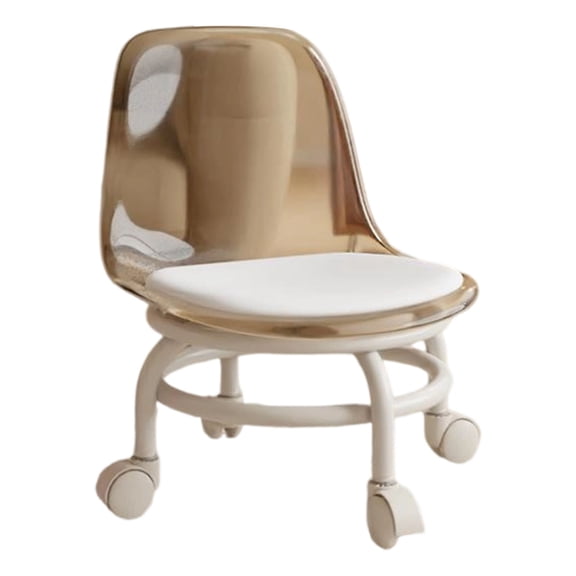 Acrylic Rolling Stool with Backrest Ergonomic Low Pulley Chair for Home Cleaning Salon Garage and Spa