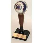 Baseball & Mini Wood Bat Personalized Display Case for a Game Ball Award - Trophy. Custom Ball Holder