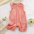 thumbnail image 2 of Zanarzt Newborn Baby Boy One-Piece Baby Rompers Summer Newborn Stretch Solid Color Breathable Cotton with Front Button Closure Baby Boy Outfits 0-3 Months,Orange, 2 of 6