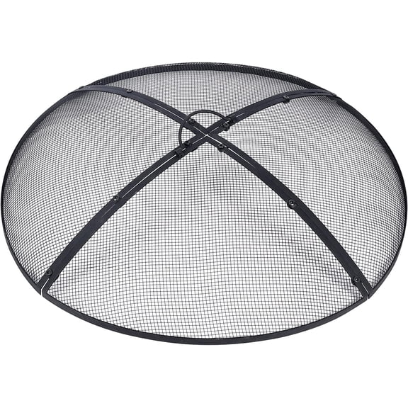 Lineslife 30" Black Finish Iron Fire Pit Spark Screen with Handle