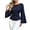Dark Blue, variant on Tqcoqu Women's Stripe Boat Neck Flare Long Sleeve Blouse,Ruched Waist Slim Fit Casual Trendy Crop Top Shirt