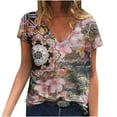 thumbnail image 2 of Sakmal Ladies Tops Short Sleeve V-Neck Graphic T-Shirts Womens Shirts Plus Size, 2 of 5