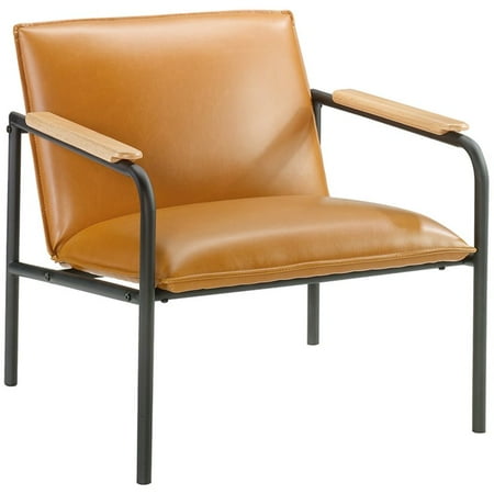 Sauder Boulevard Cafe Faux Leather Upholstered Accent Chair In Camel And Black Canada Sauder Boulevard Cafe Faux Leather, Tan Leather Accent Chair Canada