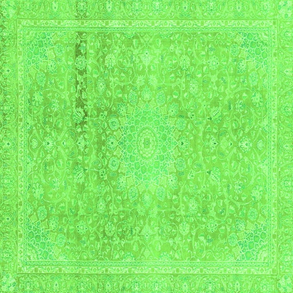 Ahgly Company Indoor Square Abstract Green Modern Area Rugs, 3' Square