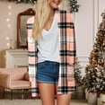 thumbnail image 5 of idosla Women's Open Front Long Cardigan Draped Snap Buffalo Plaid Shirt Kimono Cardigan Knit Sweater (Orange, L), 5 of 7