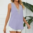 thumbnail image 6 of Idoravan Tank Tops for Women Fashion Women's Ladies V Neck Lace ing Tops Solid Color Sleeveless Blouse Vest, 6 of 7